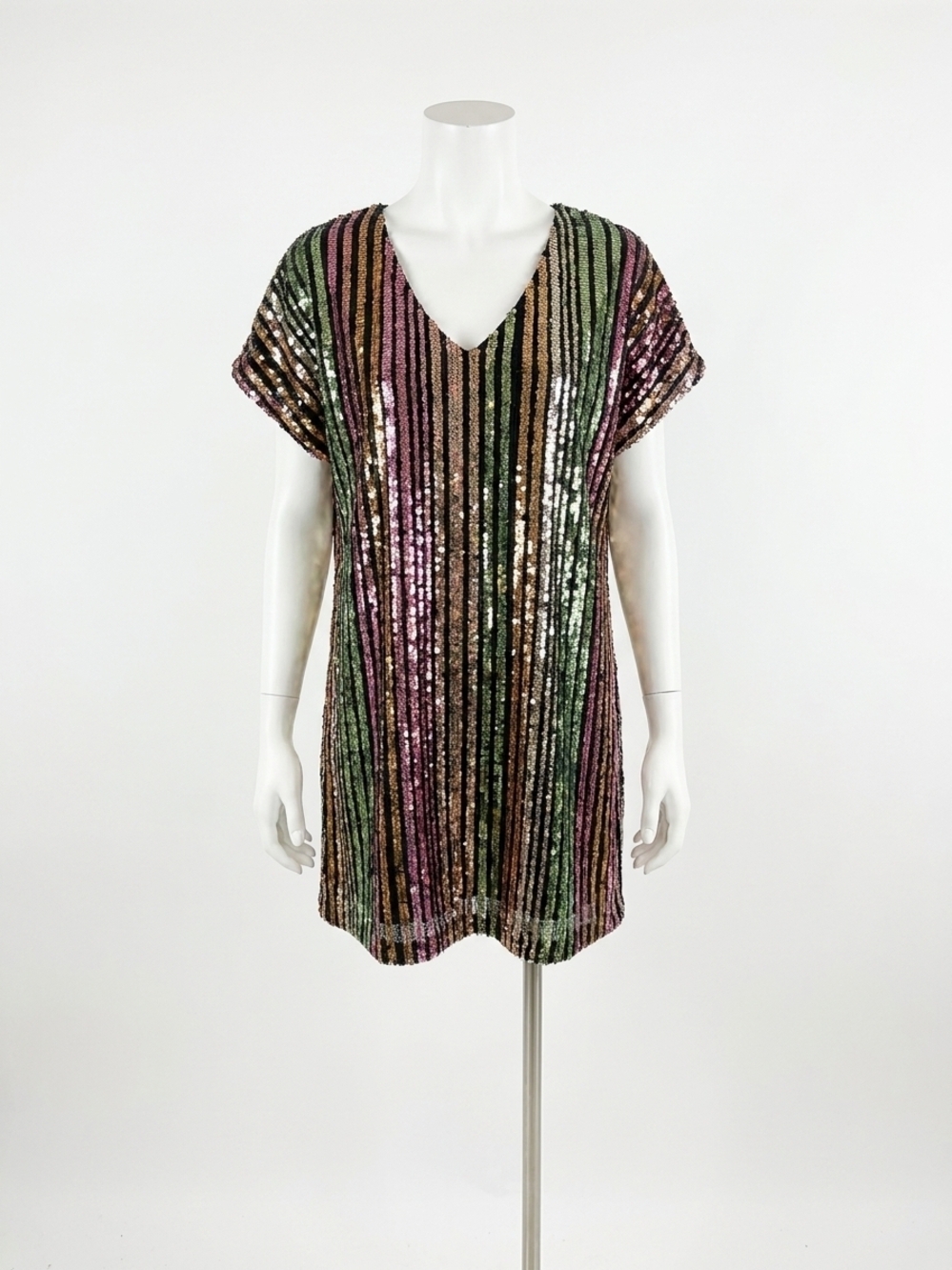 NEW BY TOGETHER hyped in striped dress in black multi